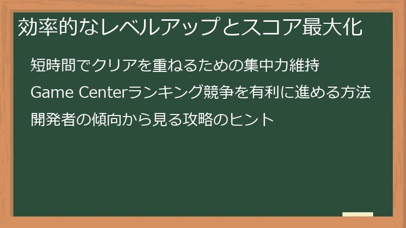 効率的なレベルアップとスコア最大化