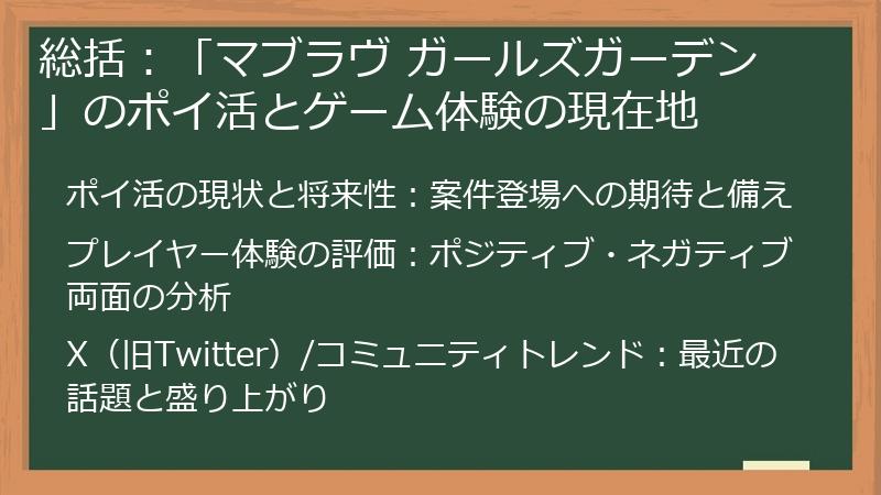 総括：「マブラヴ ガールズガーデン」のポイ活とゲーム体験の現在地