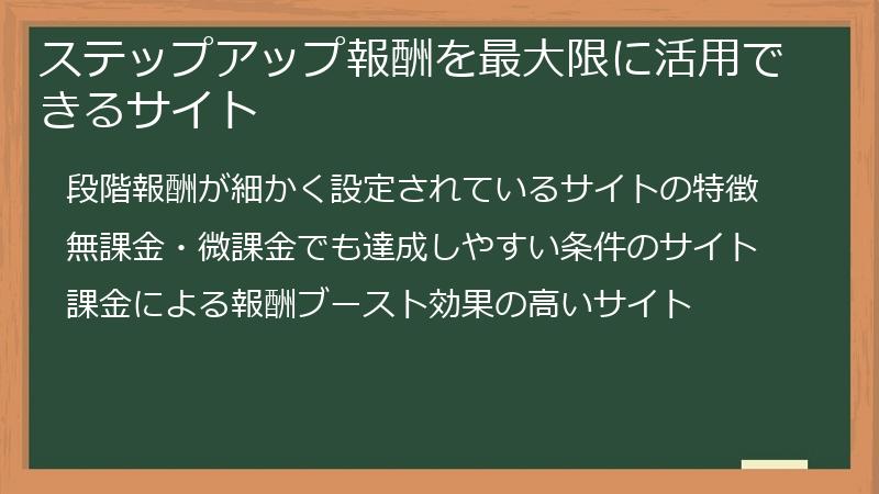 ステップアップ報酬を最大限に活用できるサイト