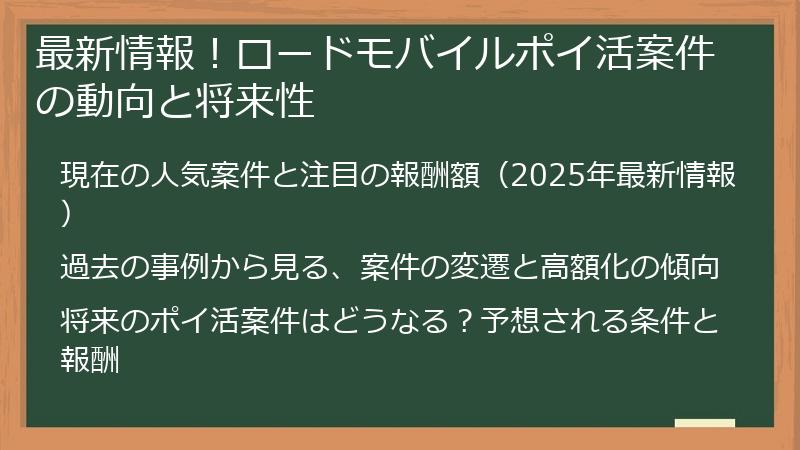 最新情報!ロードモバイルポイ活案件の動向と将来性