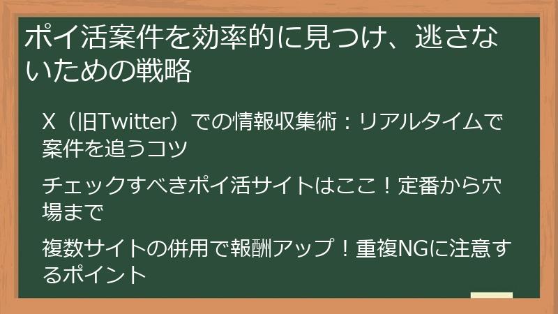 ポイ活案件を効率的に見つけ、逃さないための戦略