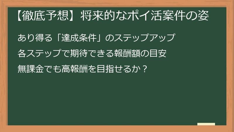 【徹底予想】将来的なポイ活案件の姿
