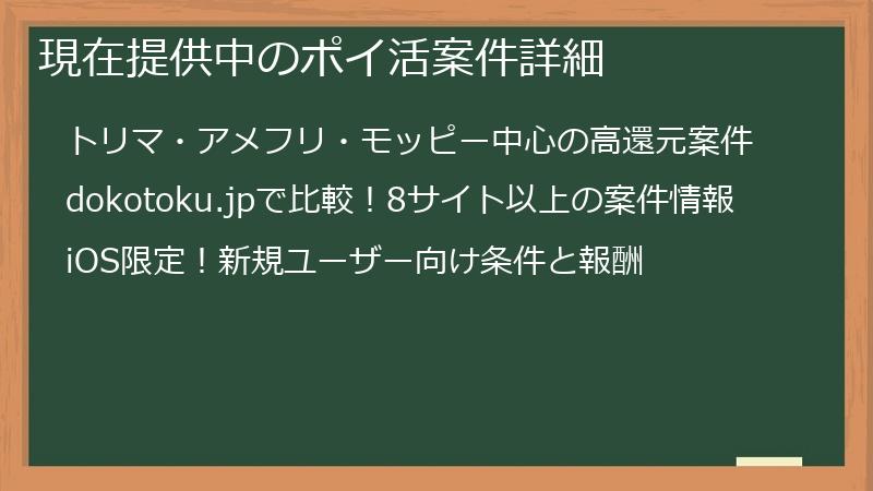 現在提供中のポイ活案件詳細