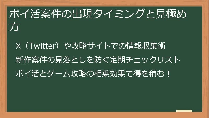 ポイ活案件の出現タイミングと見極め方