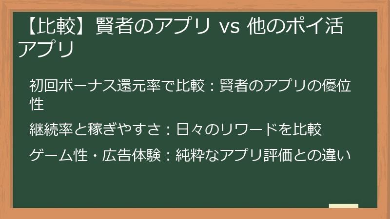 【比較】賢者のアプリ vs 他のポイ活アプリ