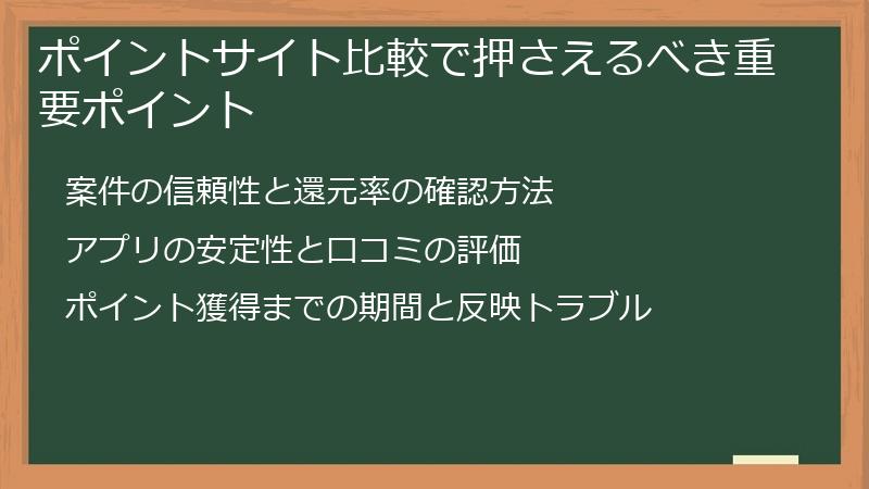 ポイントサイト比較で押さえるべき重要ポイント