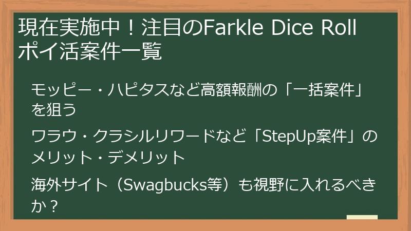 現在実施中！注目のFarkle Dice Rollポイ活案件一覧