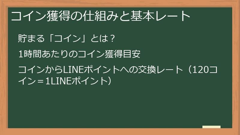 コイン獲得の仕組みと基本レート