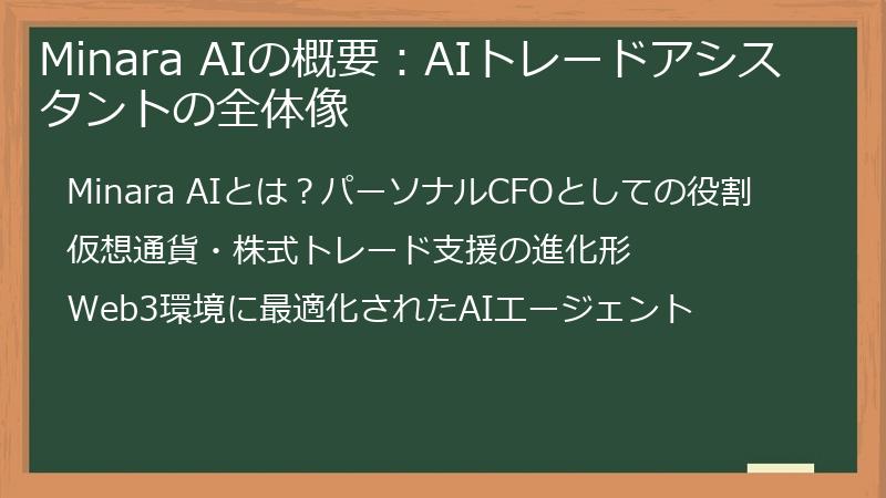 Minara AIの概要：AIトレードアシスタントの全体像