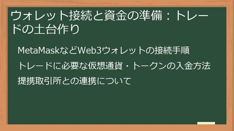 ウォレット接続と資金の準備：トレードの土台作り