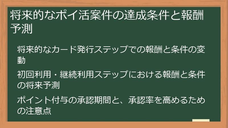 将来的なポイ活案件の達成条件と報酬予測