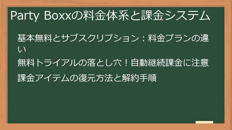 Party Boxxの料金体系と課金システム
