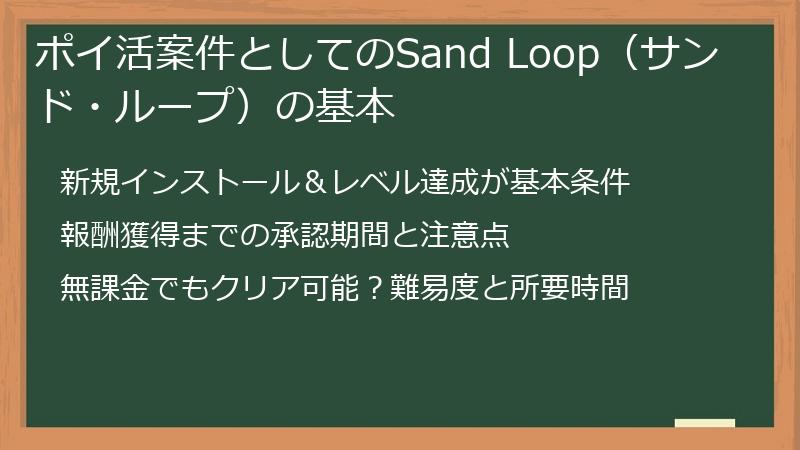 ポイ活案件としてのSand Loop（サンド・ループ）の基本
