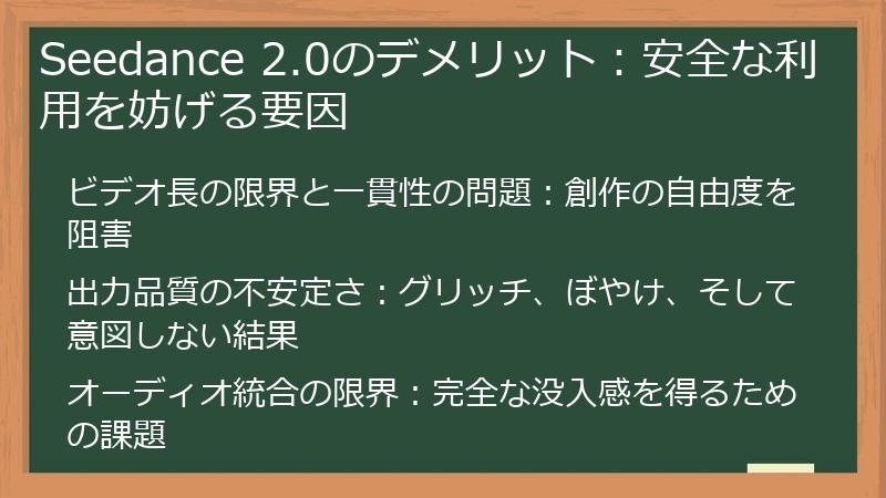Seedance 2.0のデメリット：安全な利用を妨げる要因