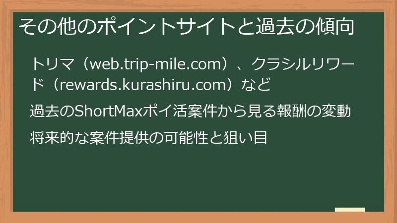その他のポイントサイトと過去の傾向