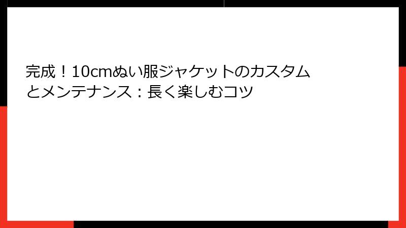 完成!10cmぬい服ジャケットのカスタムとメンテナンス:長く楽しむコツ