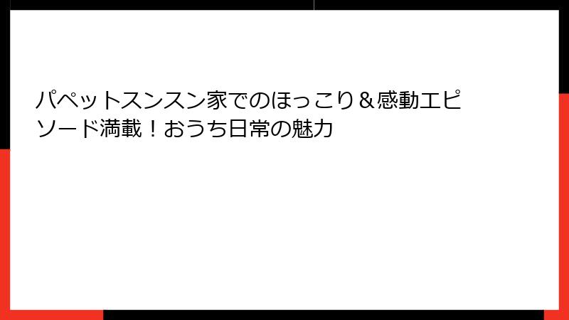 パペットスンスン家でのほっこり＆感動エピソード満載！おうち日常の魅力