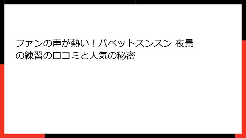 ファンの声が熱い！パペットスンスン 夜景の練習の口コミと人気の秘密