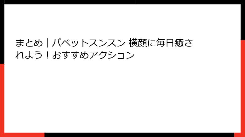 まとめ｜パペットスンスン 横顔に毎日癒されよう！おすすめアクション