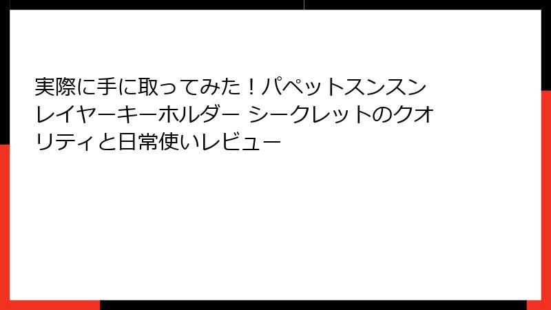 実際に手に取ってみた！パペットスンスン レイヤーキーホルダー シークレットのクオリティと日常使いレビュー