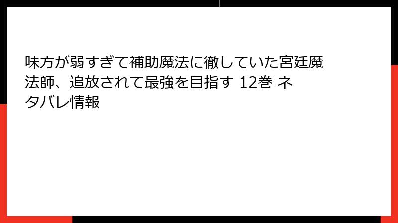 味方が弱すぎて補助魔法に徹していた宮廷魔法師、追放されて最強を目指す 12巻 ネタバレ情報