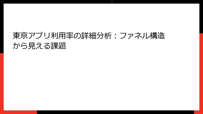 東京アプリ利用率の詳細分析：ファネル構造から見える課題