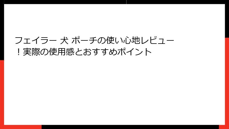 フェイラー 犬 ポーチの使い心地レビュー！実際の使用感とおすすめポイント