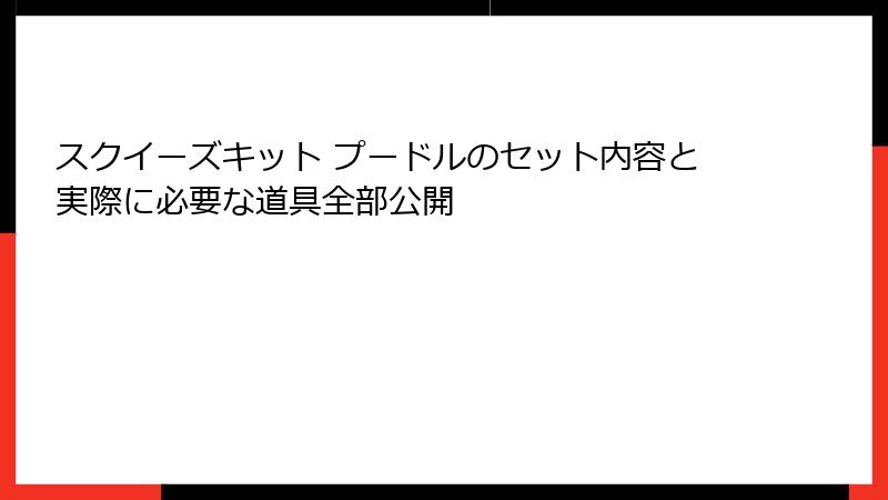 スクイーズキット プードルのセット内容と実際に必要な道具全部公開