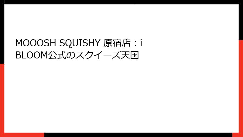 MOOOSH SQUISHY 原宿店：iBLOOM公式のスクイーズ天国
