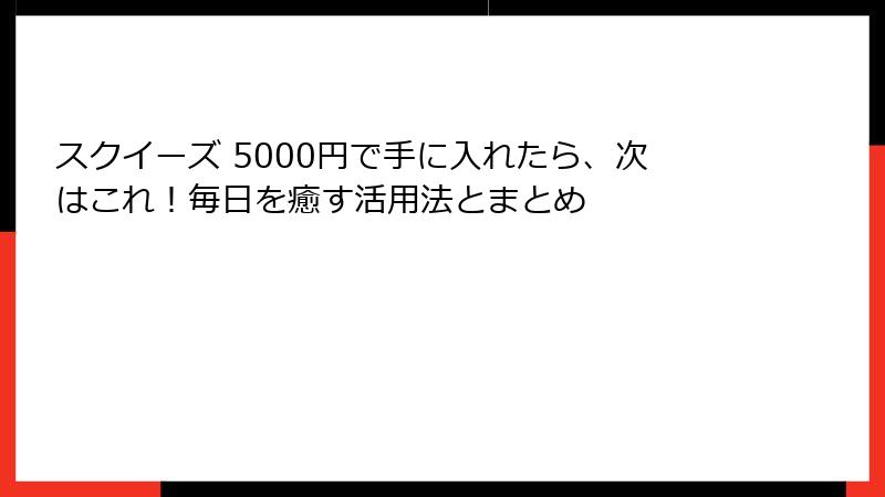 スクイーズ 5000円で手に入れたら、次はこれ!毎日を癒す活用法とまとめ
