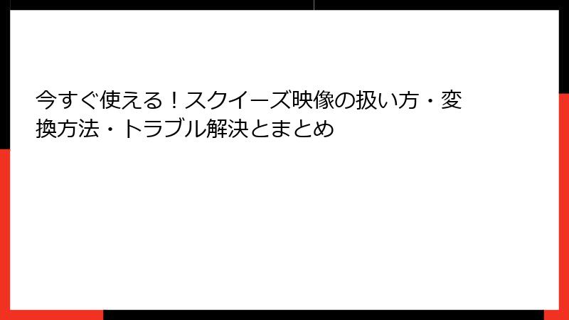 今すぐ使える！スクイーズ映像の扱い方・変換方法・トラブル解決とまとめ