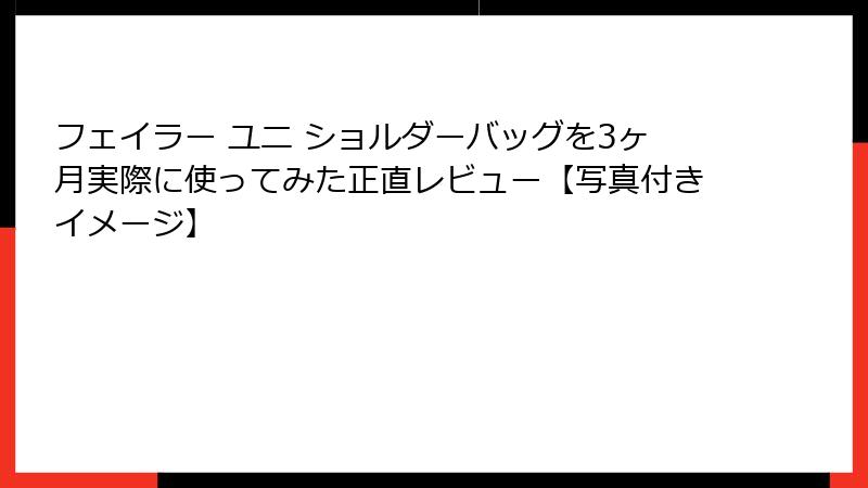 フェイラー ユニ ショルダーバッグを3ヶ月実際に使ってみた正直レビュー【写真付きイメージ】