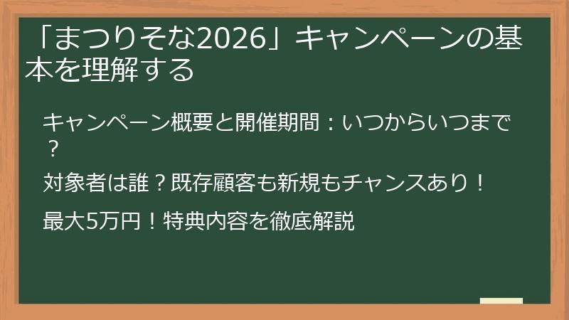 「まつりそな2026」キャンペーンの基本を理解する