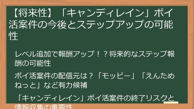 【将来性】「キャンディレイン」ポイ活案件の今後とステップアップの可能性