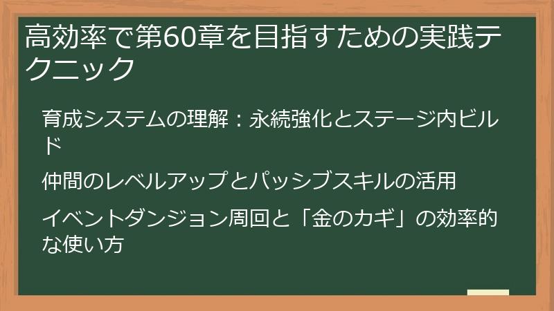 高効率で第60章を目指すための実践テクニック