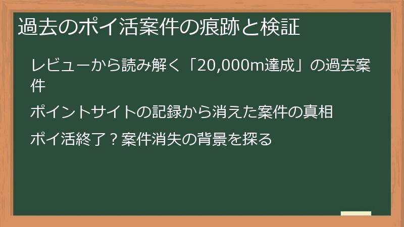 過去のポイ活案件の痕跡と検証