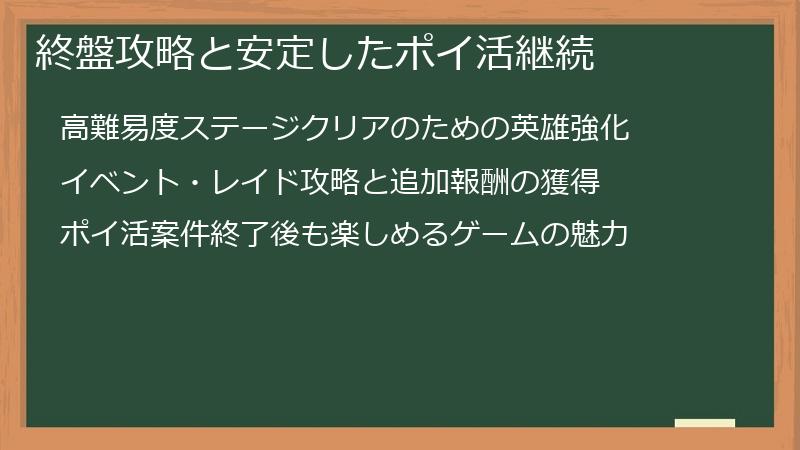 終盤攻略と安定したポイ活継続