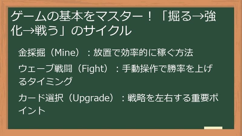 ゲームの基本をマスター！「掘る→強化→戦う」のサイクル