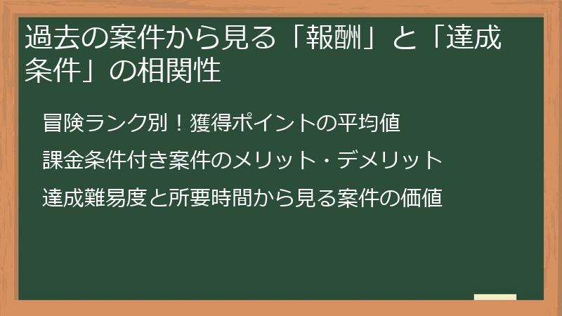 過去の案件から見る「報酬」と「達成条件」の相関性