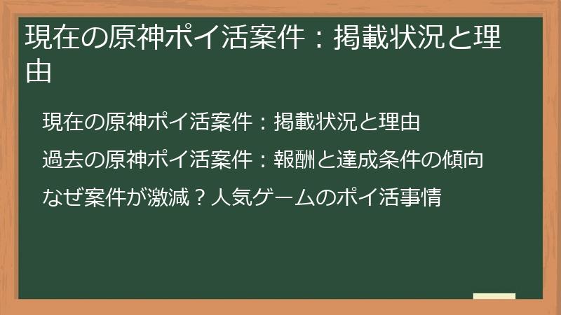 現在の原神ポイ活案件：掲載状況と理由