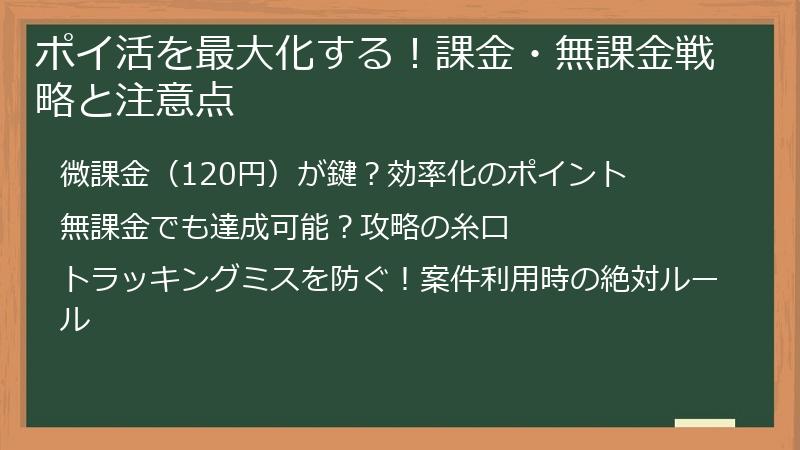 ポイ活を最大化する！課金・無課金戦略と注意点