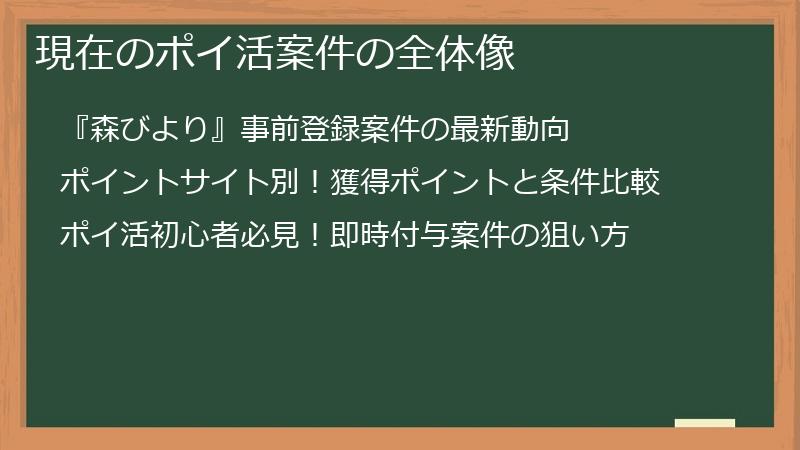 現在のポイ活案件の全体像