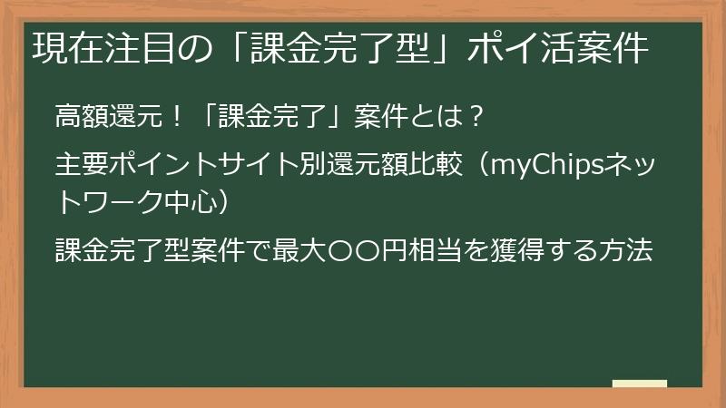 現在注目の「課金完了型」ポイ活案件