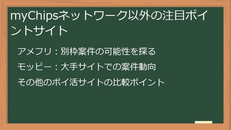 myChipsネットワーク以外の注目ポイントサイト