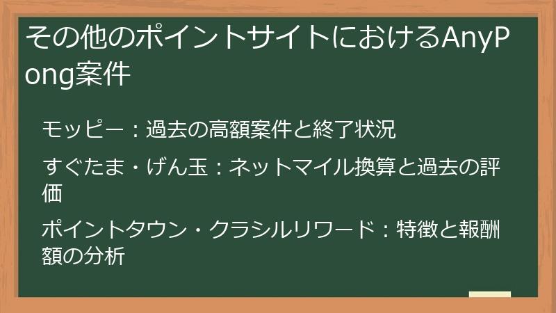 その他のポイントサイトにおけるAnyPong案件