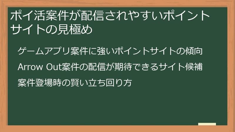 ポイ活案件が配信されやすいポイントサイトの見極め
