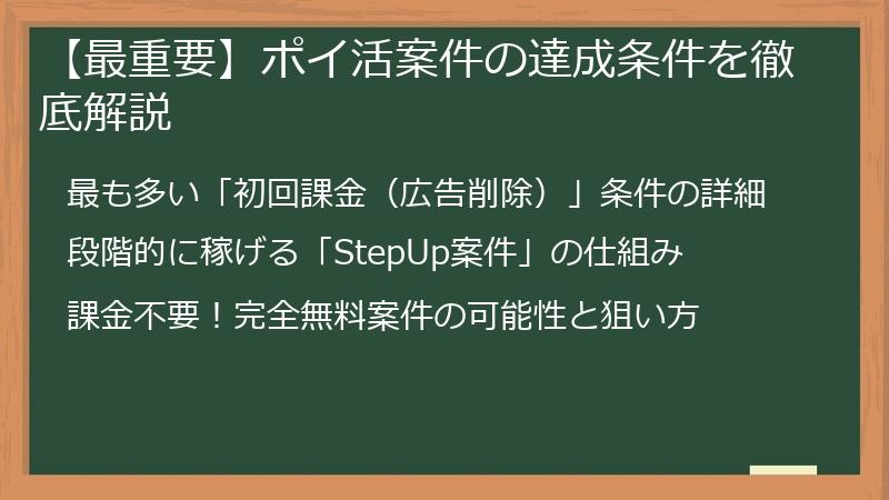 【最重要】ポイ活案件の達成条件を徹底解説