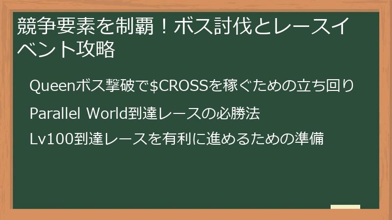 競争要素を制覇！ボス討伐とレースイベント攻略