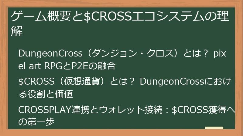 ゲーム概要と$CROSSエコシステムの理解