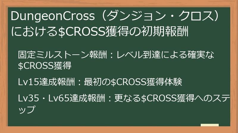 DungeonCross（ダンジョン・クロス）における$CROSS獲得の初期報酬